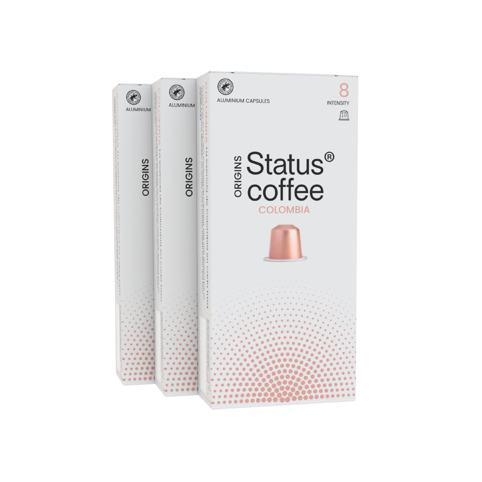 Pack de 120 cápsulas de café colombia Status Coffee, aluminio, intensidad 8