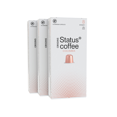 Pack de 120 cápsulas de café colombia Status Coffee, aluminio, intensidad 8