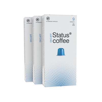 Pack de 120 cápsulas de café descafeinado Status Coffee, aluminio, intensidad 9